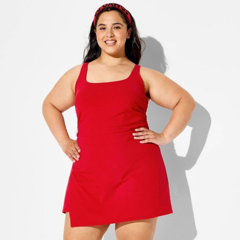 Women's Washed Jersey Dress - JoyLab Red 2X